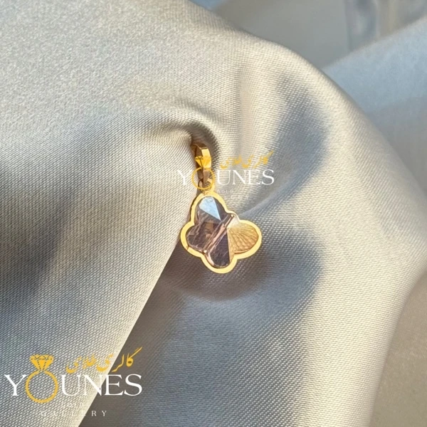 آویز طلا سواروسکی پروانه ای صورتی بنفش